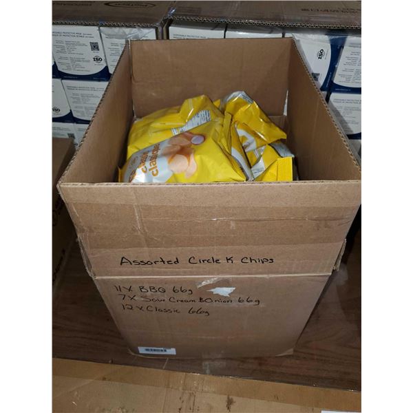 Box Lot of Assorted Potato Chips