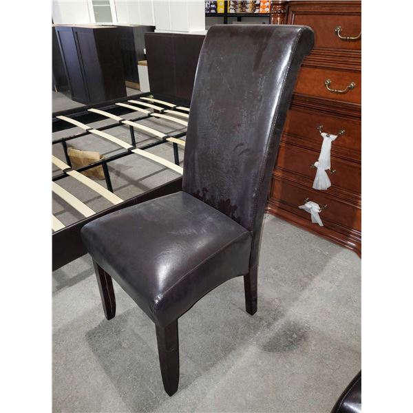 NEW Tall Back Brown Faux Leather Dining Chair