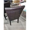 Image 2 : NEW Tall Back Faux Lather Chair with Button Accents - Brown