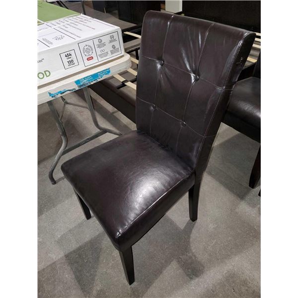 NEW Tall Back Faux Lather Chair with Button Accents - Brown