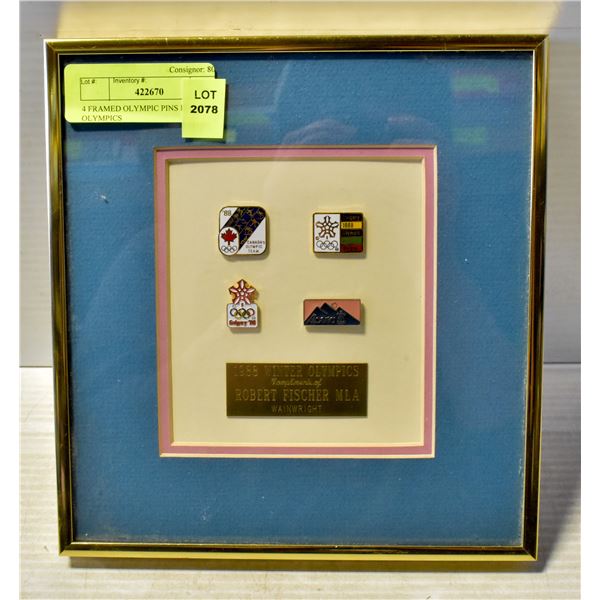 4 FRAMED OLYMPIC PINS FROM 1988 OLYMPICS