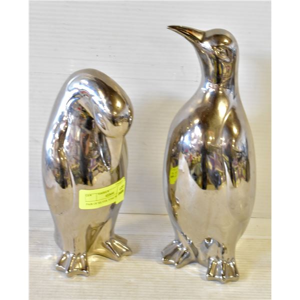 PAIR OF SILVER TONE PENGUINS