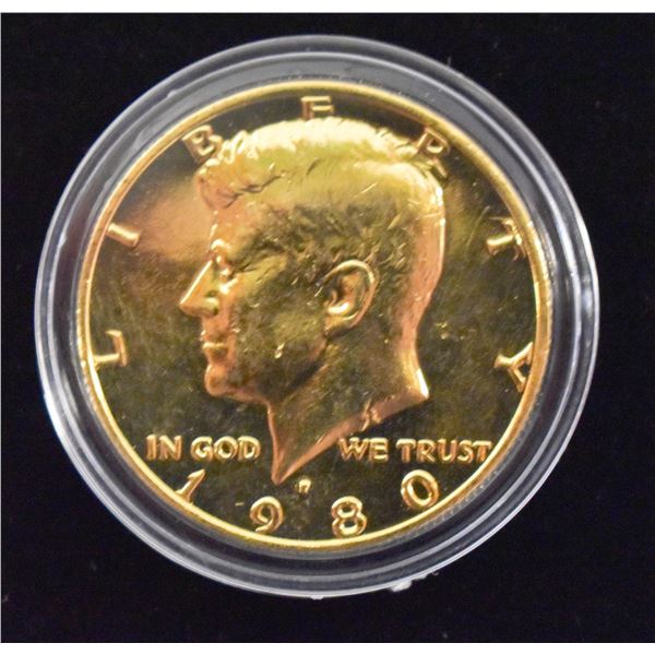 24KT GOLD PLATED US HALF DOLLAR 1980