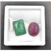 Image 1 : #136-RED RUBY AND EMERALD GEMSTONE 25.10CT