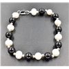 Image 1 : #293-NATURAL BLACK AGATE&FRESH WATER PEARL BRACELE