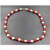 Image 1 : #260-FRESH WATER PEARL & RED JADE BEAD NECKLACE