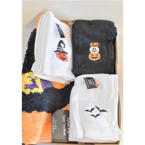 FLAT OF HALLOWEEN TOWELS & RUG