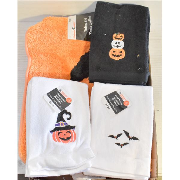 FLAT OF HALLOWEEN TOWELS & RUG