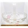 Image 1 : 21)  VINTAGE GLASS BASKET DISH WITH MOVEABLE