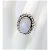 Image 1 : 12)  NATURAL OVAL MOONSTONE RING, SET IN 925