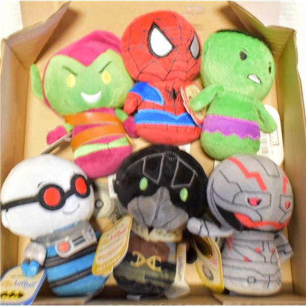 6 X ITTY BITTY PLUSHES - DC AND MARVEL CHARACTERS