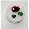 Image 1 : 22)  LOT OF 3 NATURAL GEMSTONES, OVAL EMERALD,