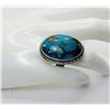 Image 1 : 8)  OVAL COPPER & APATITE STATEMENT RING SET IN 92