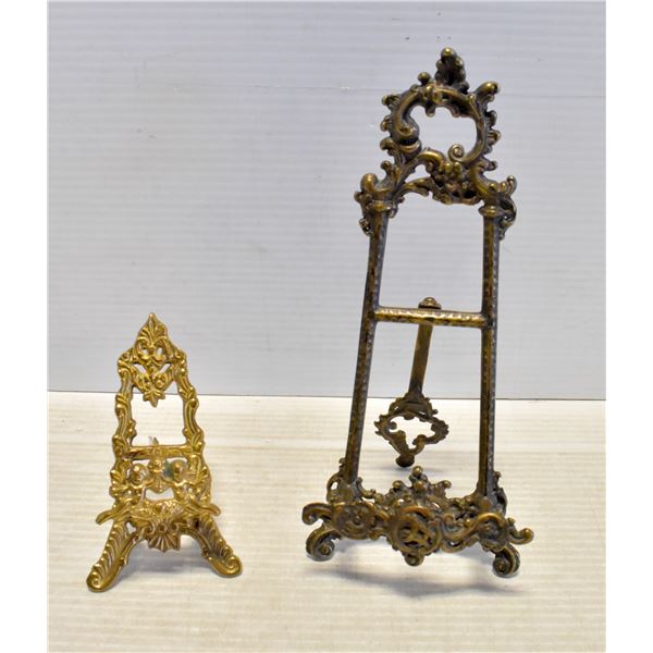 2 VINTAGE BRASS ART EASELS