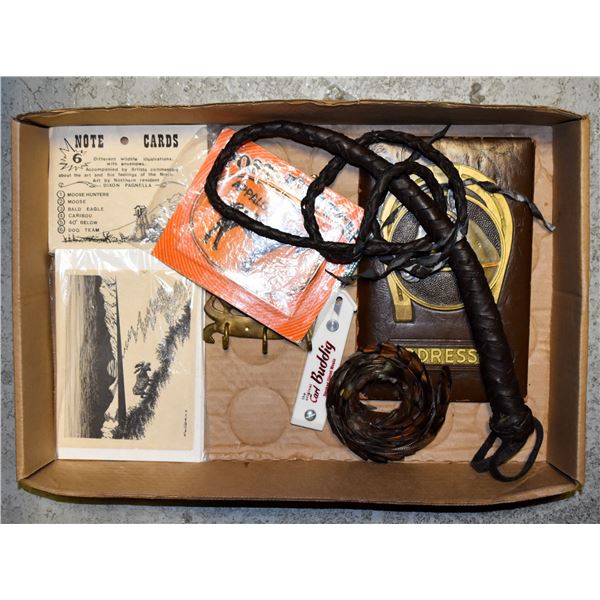 BULLWHIP, BRASS HORSE KEY HANGER, & MORE