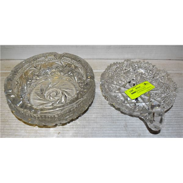 HEAVY PINWHEELS LARGE ASHTRAY & ANTIQUE CUT CRYSTA