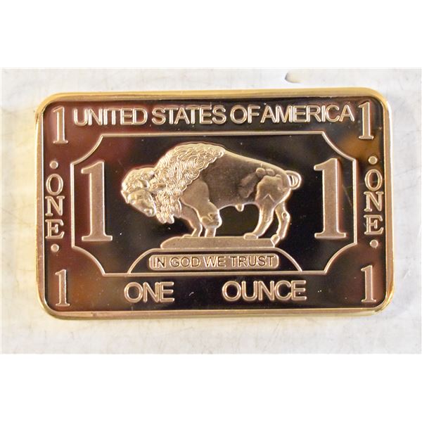 100 MILS .999 FINE GOLD CLAD 1oz BUFFALO BAR,