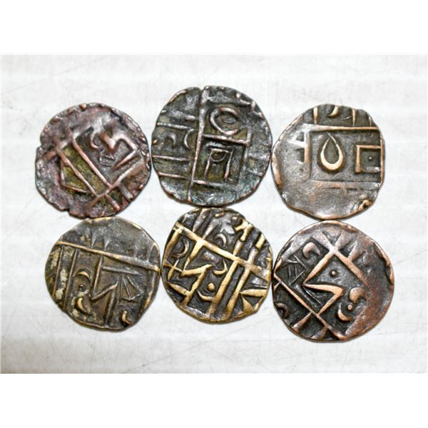 x6 ANCIENT COUNTRY OF BHUTAN 1/2 RUPEE COPPER