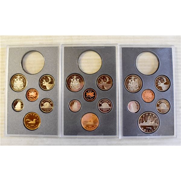 x3 MIXED DATES VARIOUS CANADA 6 COIN SETS, SEALED