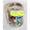 Image 1 : VINTAGE SEALER JAR FILLED WITH MARBLES & SHOOTERS