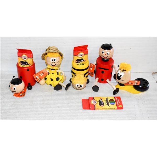 SET OF 5 NEW WOODEN TOYS - COLLECTIBLE