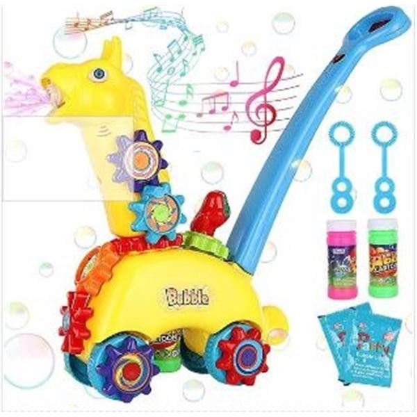 NEW GIRAFFE BUBBLE MACHINE TROLLEY W/MUSIC & LED