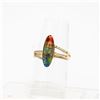 Image 1 : 14K YELLOW GOLD AMMOLITE AND DIAMOND RING SIZE 8