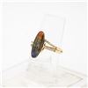 Image 2 : 14K YELLOW GOLD AMMOLITE AND DIAMOND RING SIZE 8