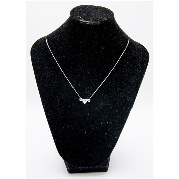 NEW STERLING SILVER NECKLACE W/ MOISSANITE + CZ