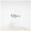 Image 2 : .925 SILVER RING WITH 3 AQUAMARINE COLOUR STONES-