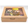 Image 1 : STAINED GLASS TOP VINTAGE JEWELRY BOX WITH CONTENT