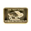 Image 1 : 100 MILS .999 FINE GOLD PLATED 1 OZ BUFFALO BAR