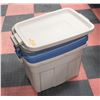 Image 1 : LOT OF 3 RUBBERMAID TOTES WITH LIDS