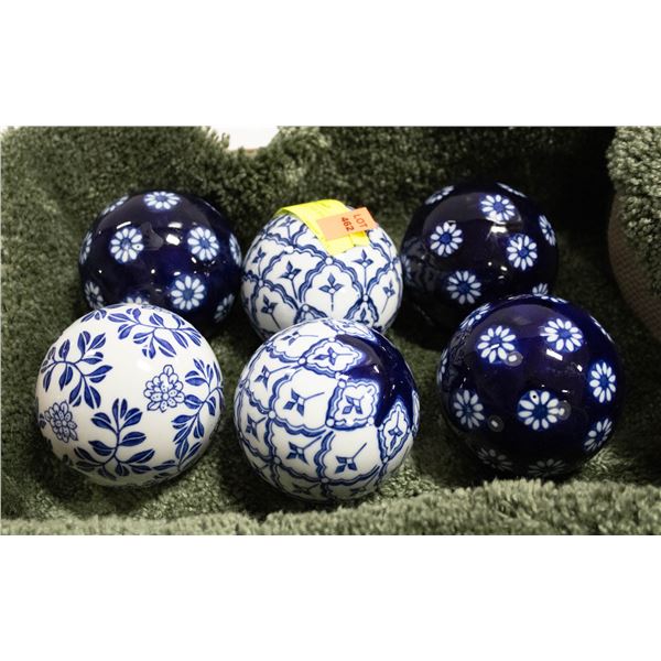 6 GLASS DECORATIVE BALLS