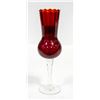 Image 1 : 12" HAND BLOWN RED GLASS VASE