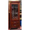 Image 1 : SOLID DARK WOOD DISPLAY CABINET CURVED