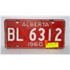 Image 1 : ALBERTA 1960 LICENSE PLATE