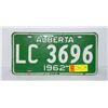 Image 1 : VINTAGE ALBERTA LICENSE PLATE 1962