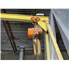 Image 2 : YELLOW 1 TON MOBILE SHOP CRANE WITH SINGLE PHASE KITO ELECTRIC CHAIN HOSE WITH REMOTE