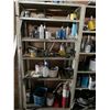 Image 2 : METAL SHELF WITH ASSORTED CONTENTS, GERRIE CANS & LARGE PLASTIC STORAGE TANK