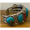 Image 2 : Large Coral and Turquoise Cuff Bracelet Hallmarked GL