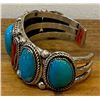 Image 4 : Large Coral and Turquoise Cuff Bracelet Hallmarked GL