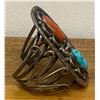 Image 2 : Vintage Turquoise and Coral Cuff Bracelet.