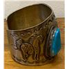 Image 2 : Beautiful Cuff Bracelet featuring 3 Horses with Turquoise
