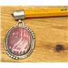 Image 4 : Beautiful Rhodochrosite Stone set in Sterling Silver and Hallmarked with the Running Bear.