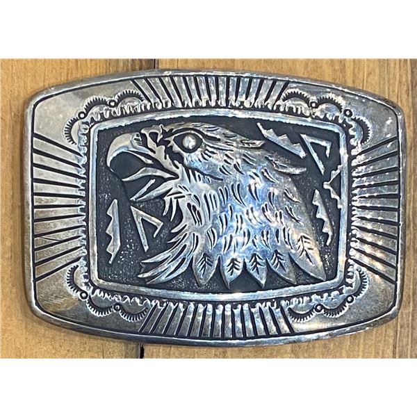 Silver Belt Buckle with Eagle hallmarked T & R Singer