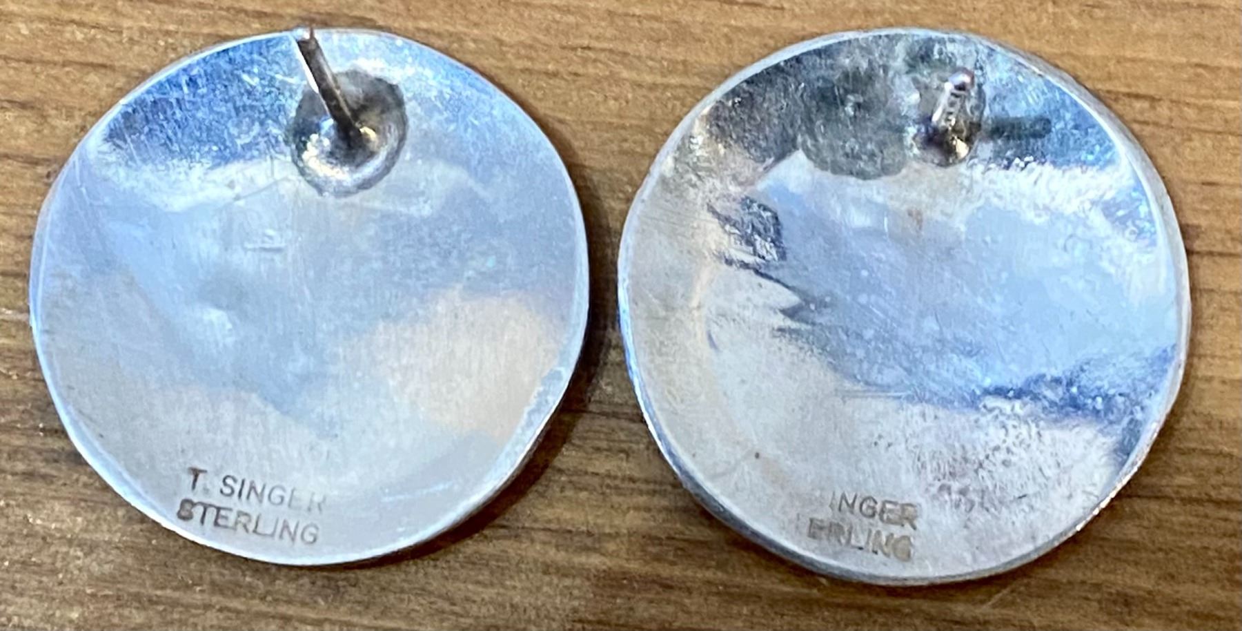 Silver Earrings by the wellknown Dine’ (Navajo) Silversmith Tommy Singer