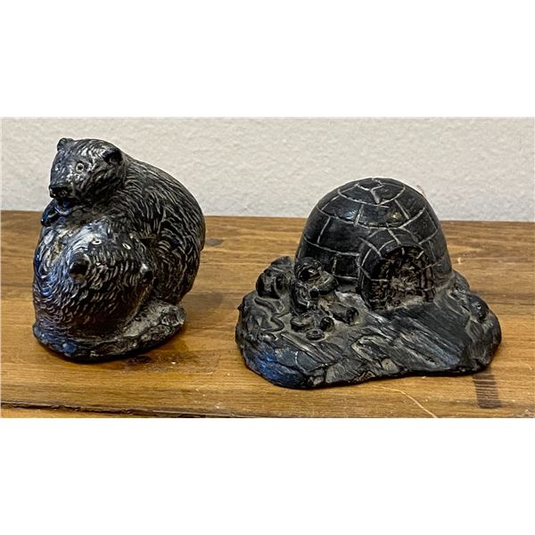 Two Original Wolf Soapstone Sculptures