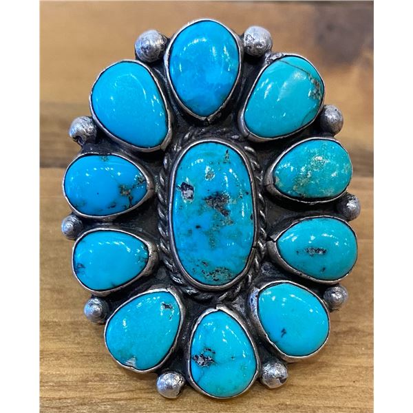 Lovely Large Turquoise Cluster Ring