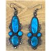Image 1 : Antiqued Deep Blue Turquoise Elegant Dangle Earrings